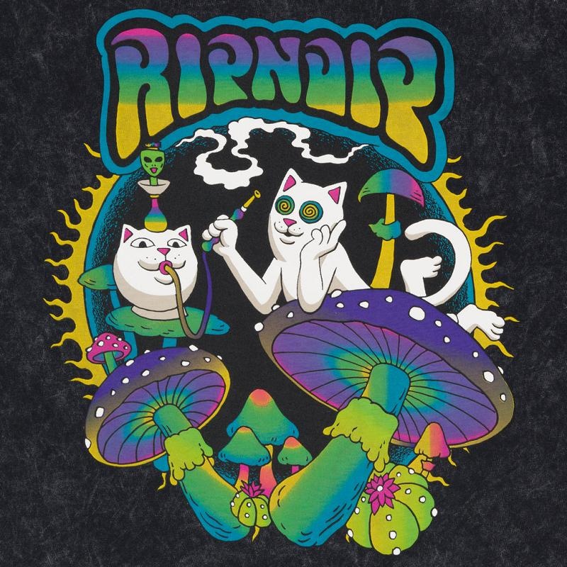 Black Wash Ripndip Psychedelic Garden Shirts | USAYU2793