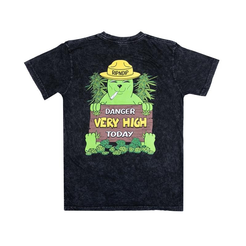 Black Wash Ripndip Smokey Alien Bear Shirts | USASO2671