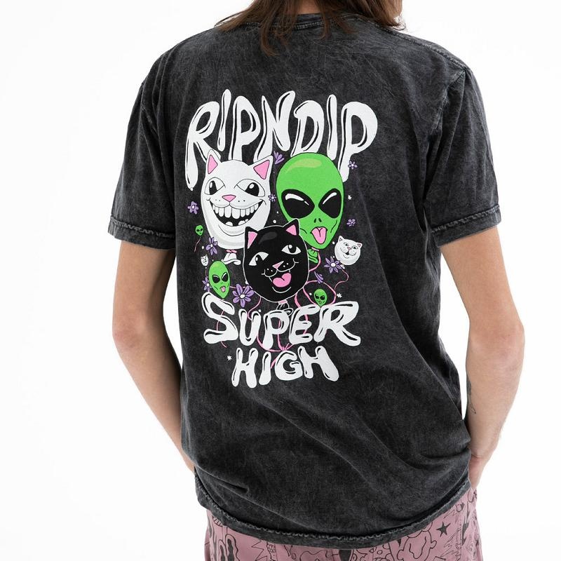 Black Wash Ripndip Super High Shirts | USAIS2746