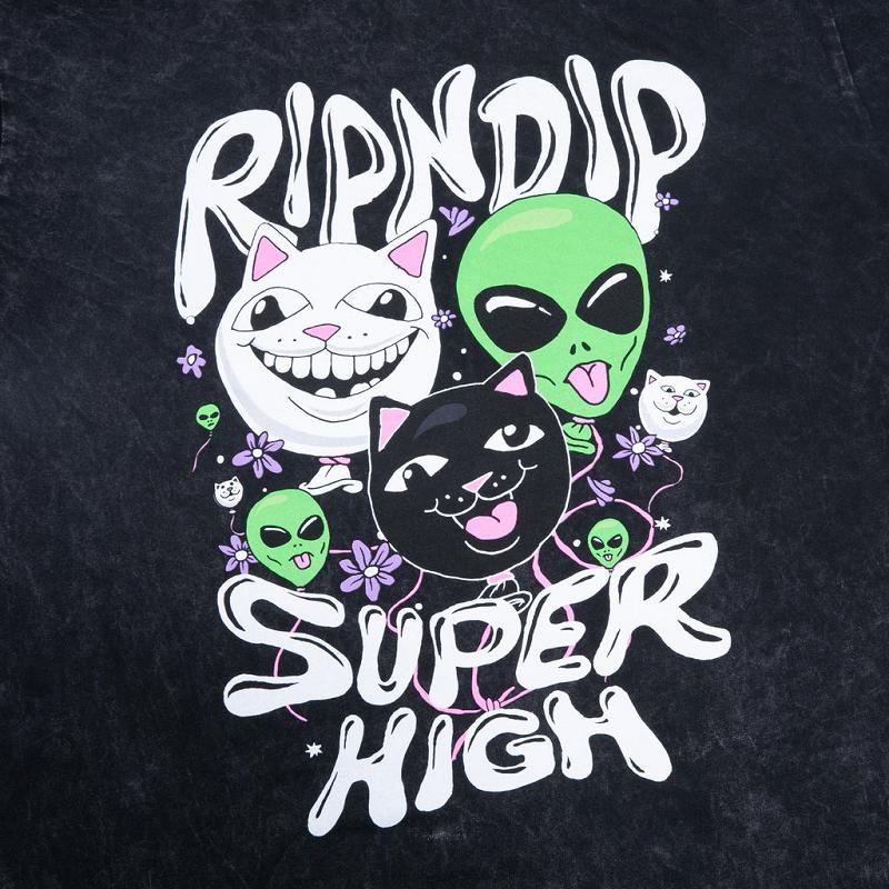 Black Wash Ripndip Super High Shirts | USAIS2746