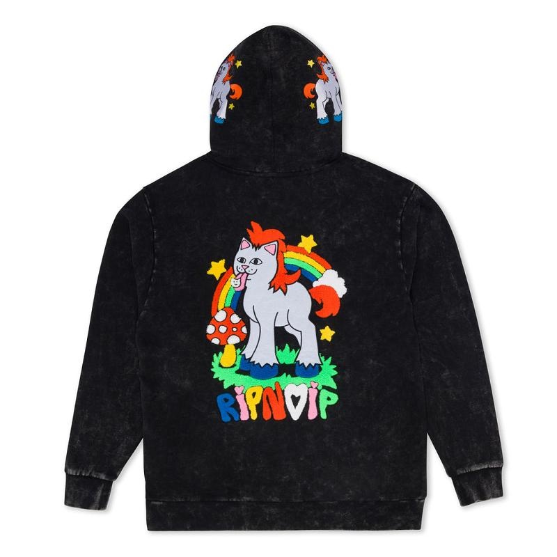 Black Wash Ripndip Taste The Rainbow Hoodie | USAVD2485