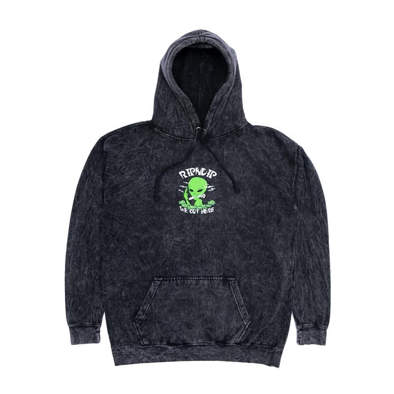 Black Wash Ripndip We Out Here Smoking Hoodie | USACE2434