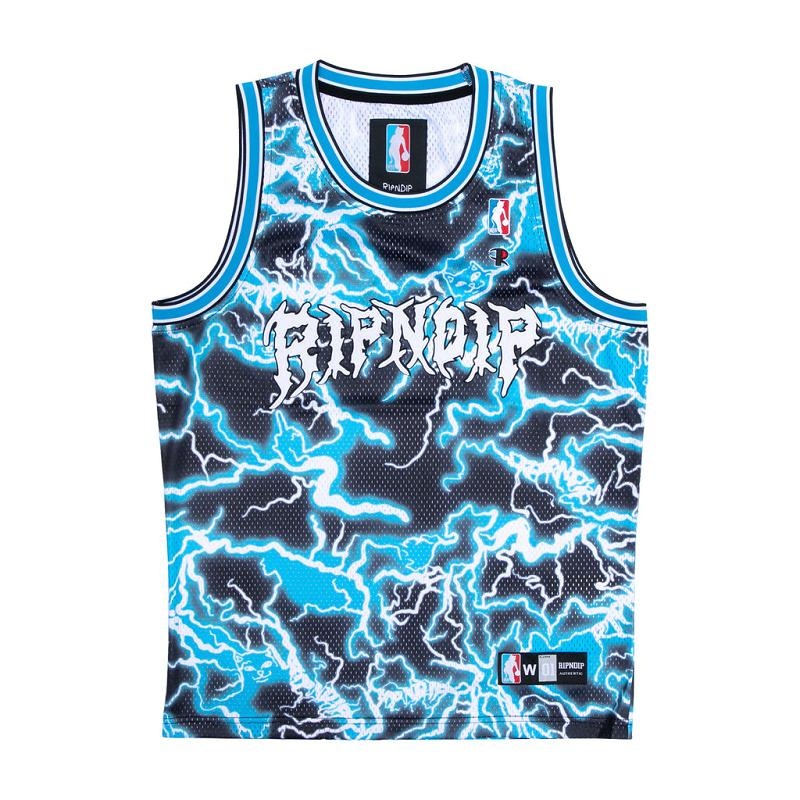 Black / Blue Ripndip Nikola Basketball Jersey | USAXF2539