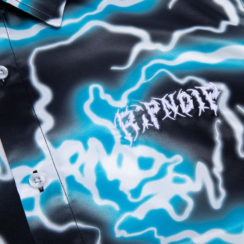 Black / Blue Ripndip Nikola Short Sleeve Button Up T Shirts | USAWY2894