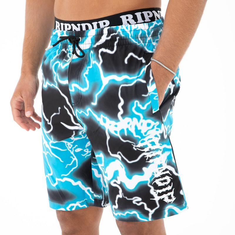 Black / Blue Ripndip Nikola Swim Shorts | USALH2832