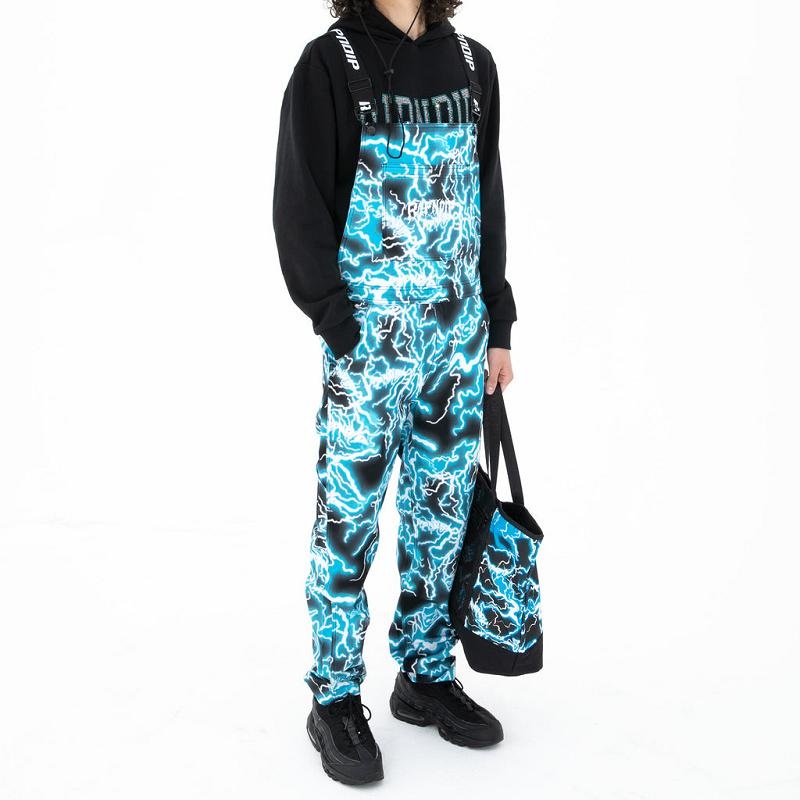 Black / Blue Ripndip Nikola Twill Overalls Pants | USAQZ2611