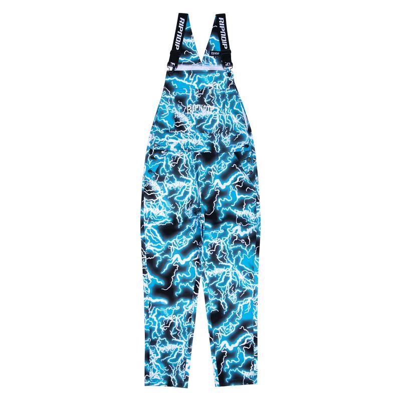 Black / Blue Ripndip Nikola Twill Overalls Pants | USAQZ2611