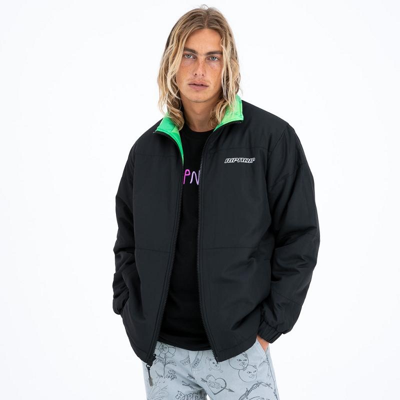 Black / Green Ripndip Neo Nerm Reversible Field Puffer Jackets | USADN2495