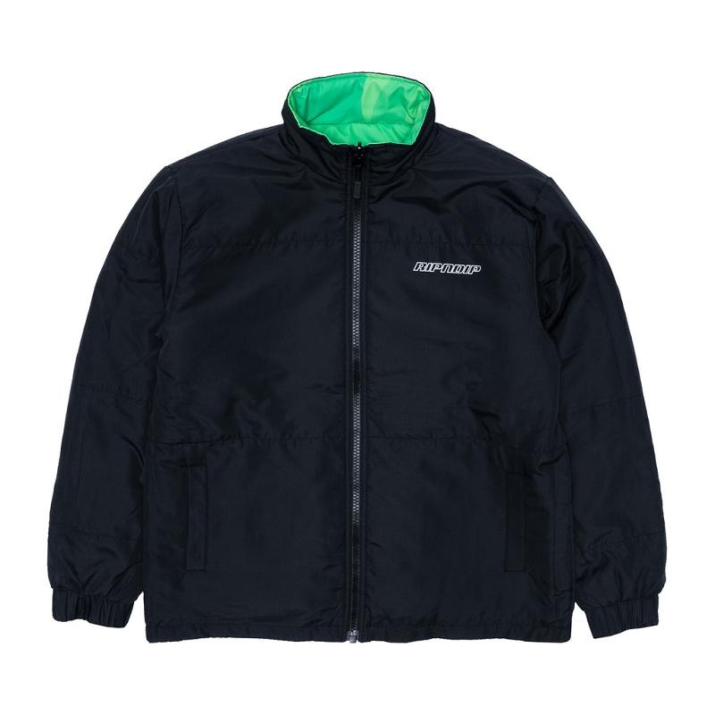 Black / Green Ripndip Neo Nerm Reversible Field Puffer Jackets | USADN2495