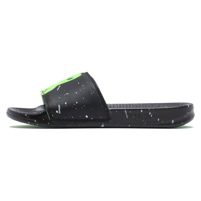 Black / Green Ripndip We Out Here Slides | USAMA2994