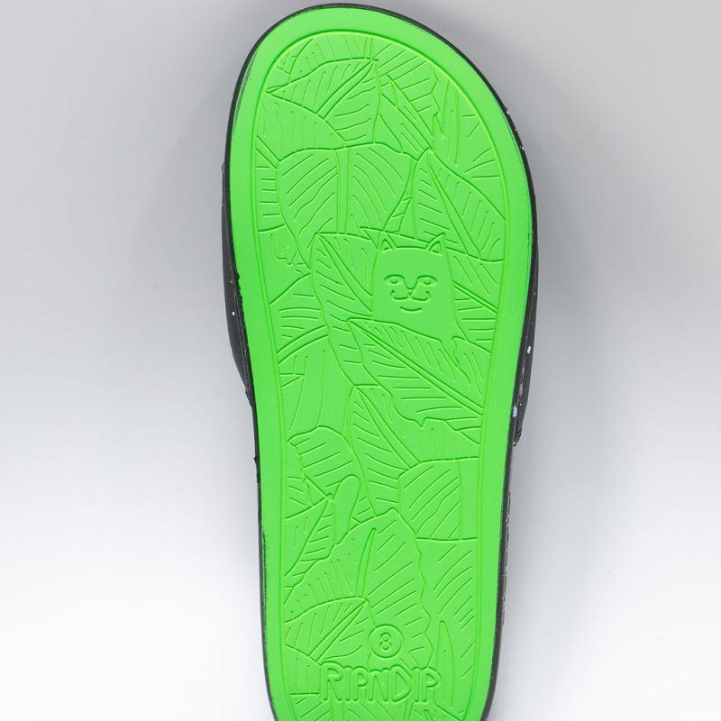 Black / Green Ripndip We Out Here Slides | USAMA2994