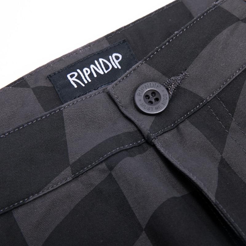 Black / Grey Ripndip Checked Cargo Pants | USANB2613