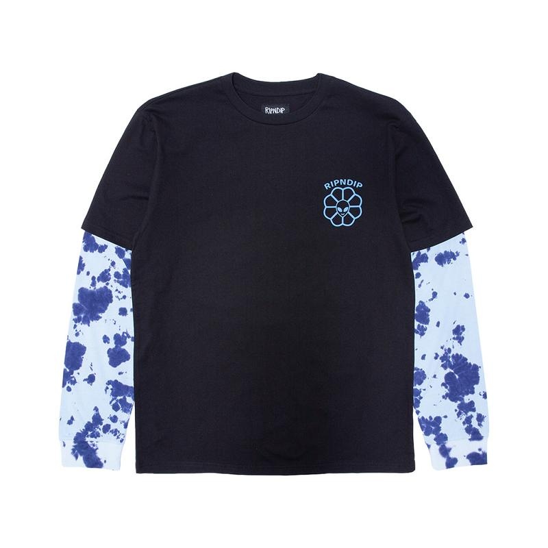 Black / Light Blue Ripndip Get A Grip Double Sleeve Tee Long Sleeve | USARW2556