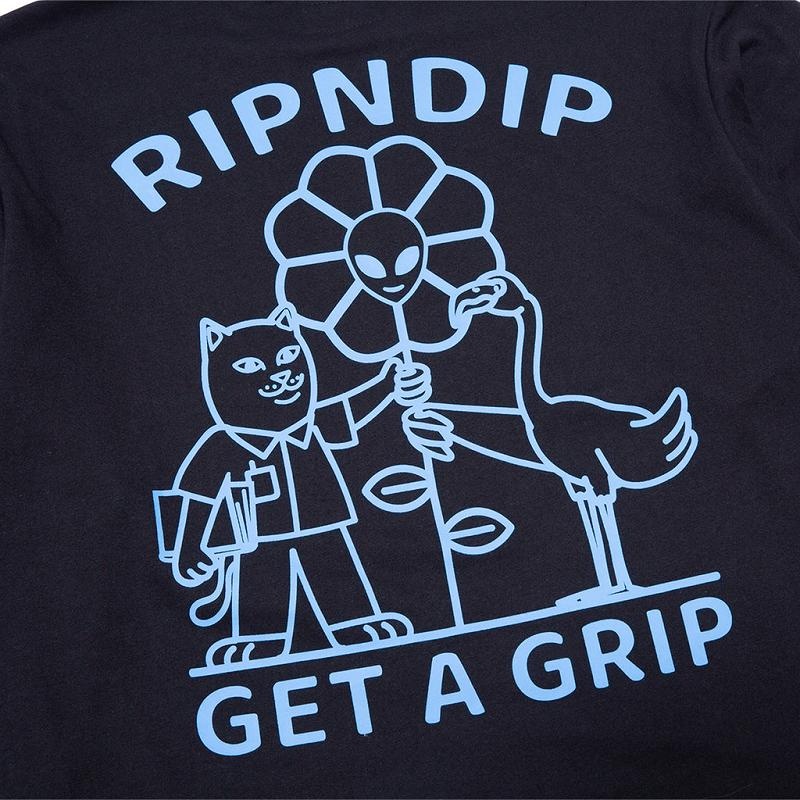 Black / Light Blue Ripndip Get A Grip Double Sleeve Tee Long Sleeve | USARW2556