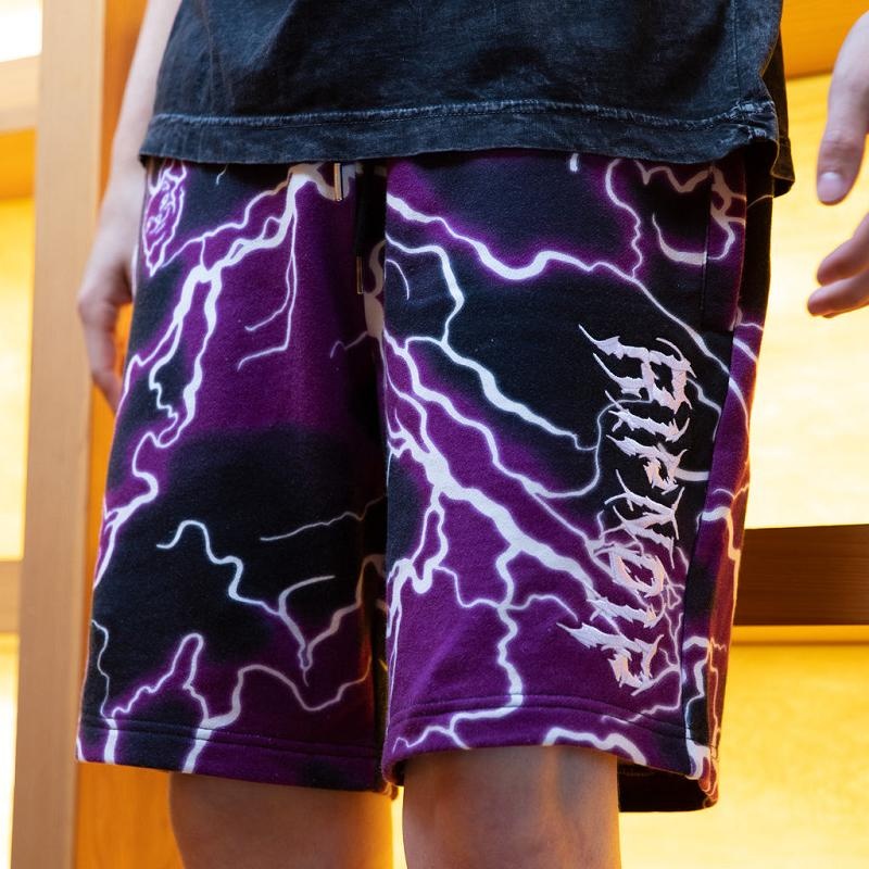 Black / Purple Ripndip Nikola Sweat Shorts | USANB2800