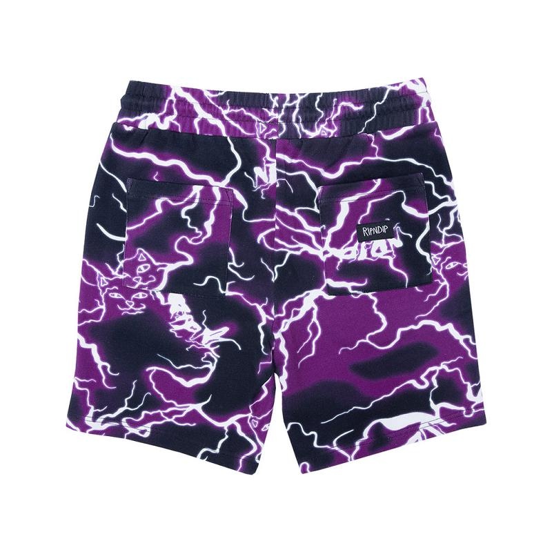 Black / Purple Ripndip Nikola Sweat Shorts | USANB2800