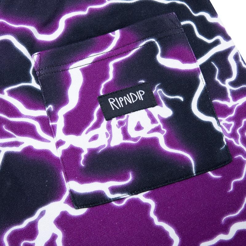 Black / Purple Ripndip Nikola Sweat Shorts | USANB2800