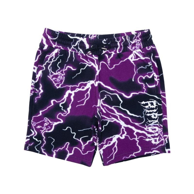 Black / Purple Ripndip Nikola Sweat Shorts | USANB2800