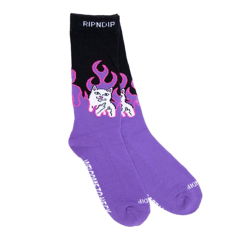 Black / Purple Ripndip Welcome To Heck Socks | USACE2330