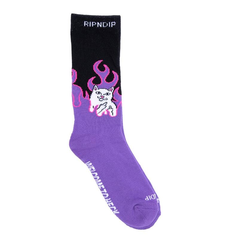 Black / Purple Ripndip Welcome To Heck Socks | USACE2330