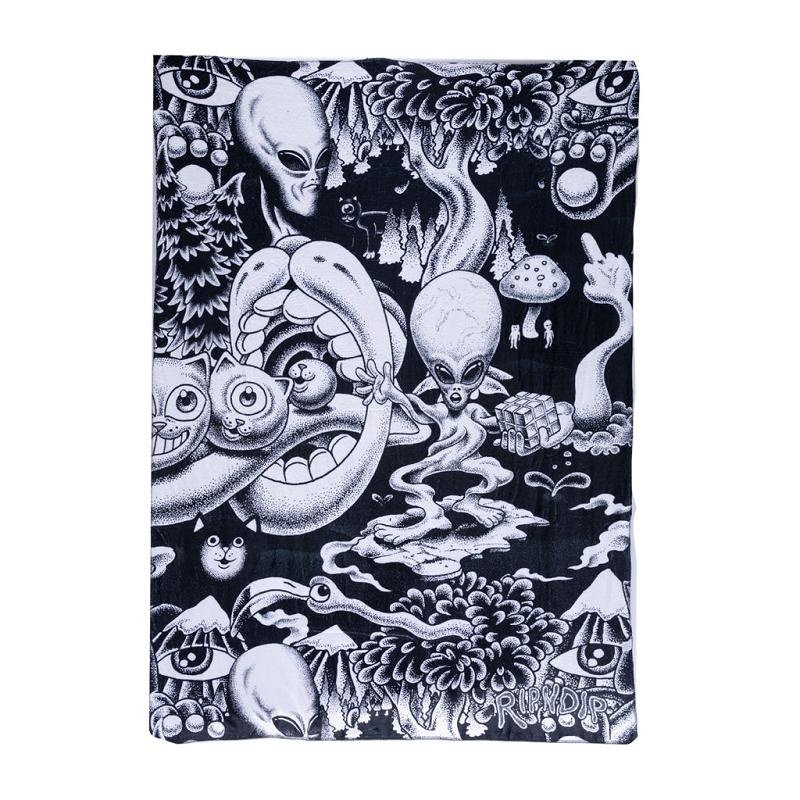 Black / White Ripndip Dark Twisted Fantasy Fleece Blanket Accessories | USAXF2202