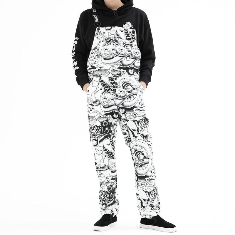 Black / White Ripndip Dark Twisted Fantasy Overalls Pants | USALH2619