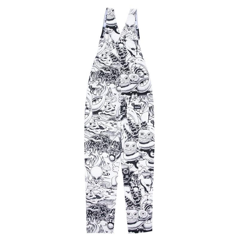 Black / White Ripndip Dark Twisted Fantasy Overalls Pants | USALH2619