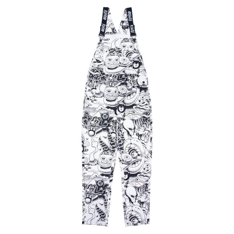 Black / White Ripndip Dark Twisted Fantasy Overalls Pants | USALH2619