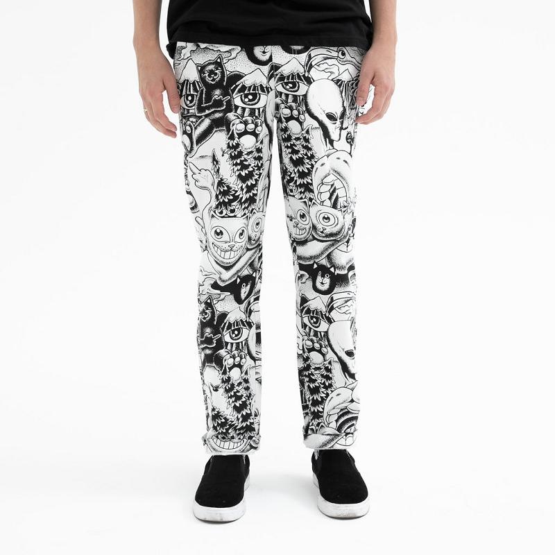 Black / White Ripndip Dark Twisted Fantasy Twill Pants | USAKI2620