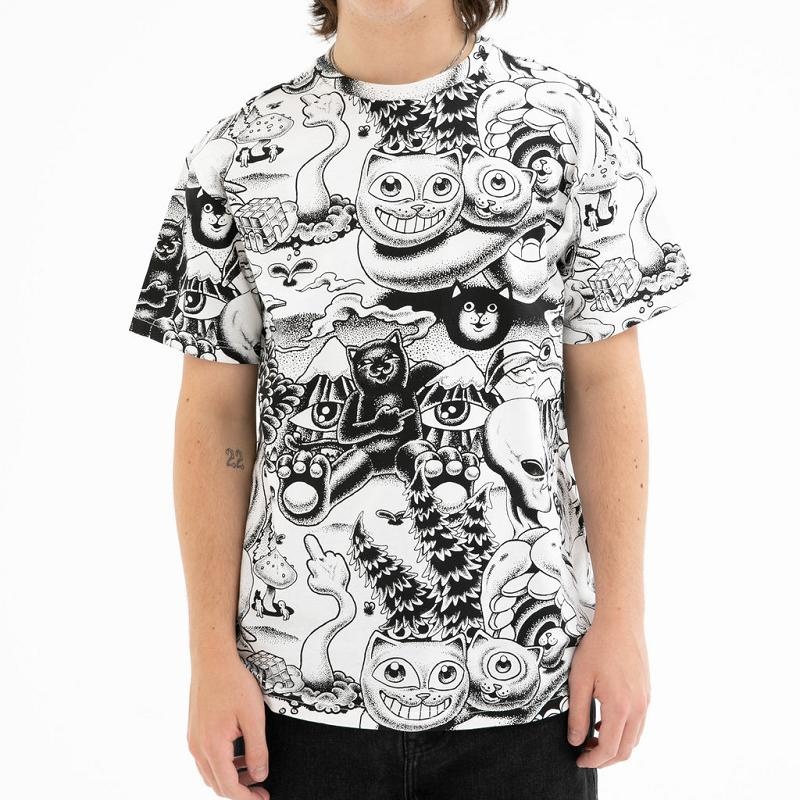 Black / White Ripndip Dark Twisted Fantasy Short Sleeve Shirts | USAOR2745