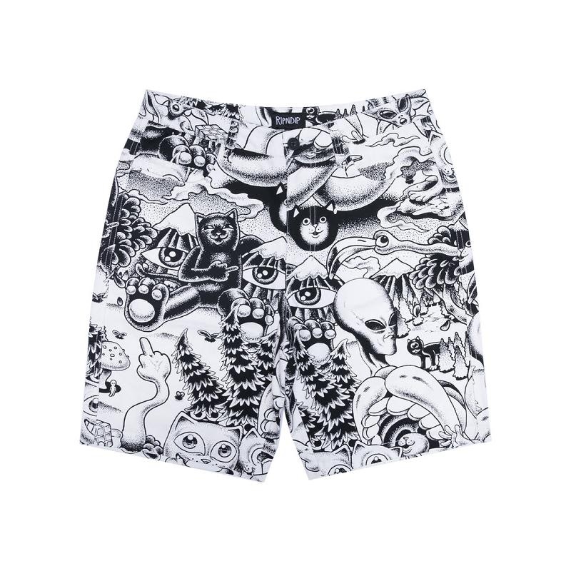 Black / White Ripndip Dark Twisted Fantasy Twill Shorts | USASO2840