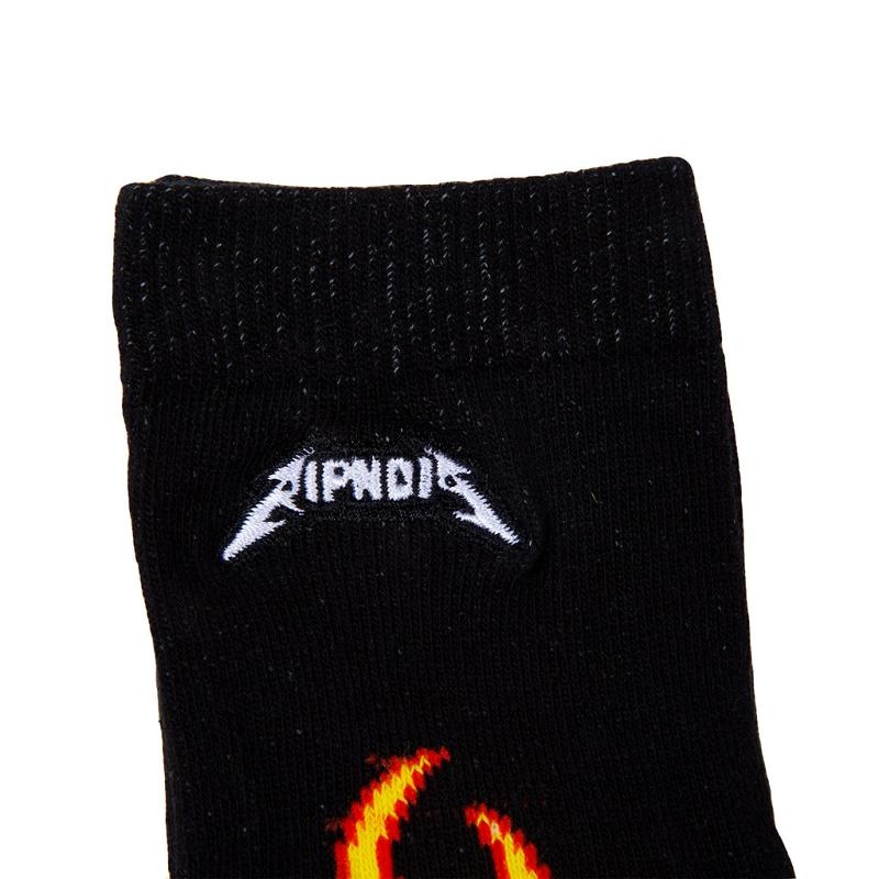 Black / Yellow Ripndip Welcome To Heck Socks | USARW2322