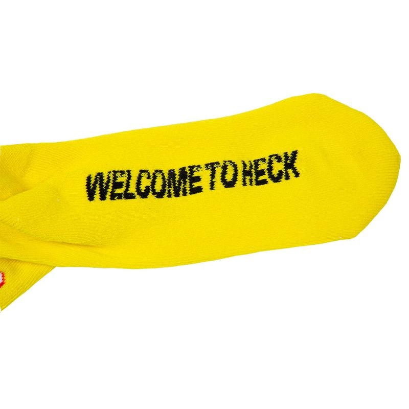 Black / Yellow Ripndip Welcome To Heck Socks | USARW2322