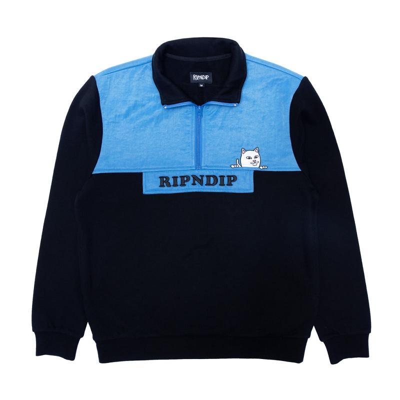 Blue Ripndip Beverly Half Zip Jackets | USAAP2497