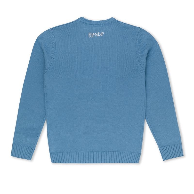 Blue Ripndip F U Knit Sweaters | USAMA2870