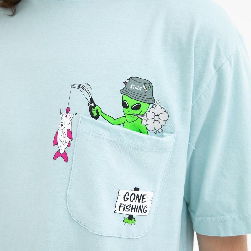 Blue Ripndip Gone Fishing Pocket Shirts | USAQZ2753