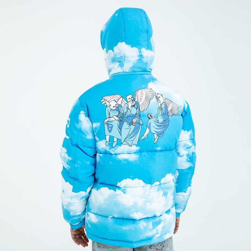 Blue Ripndip Heaven And Hell Puffer Jackets | USANB2509