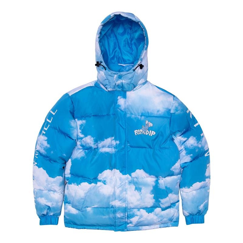 Blue Ripndip Heaven And Hell Puffer Jackets | USANB2509