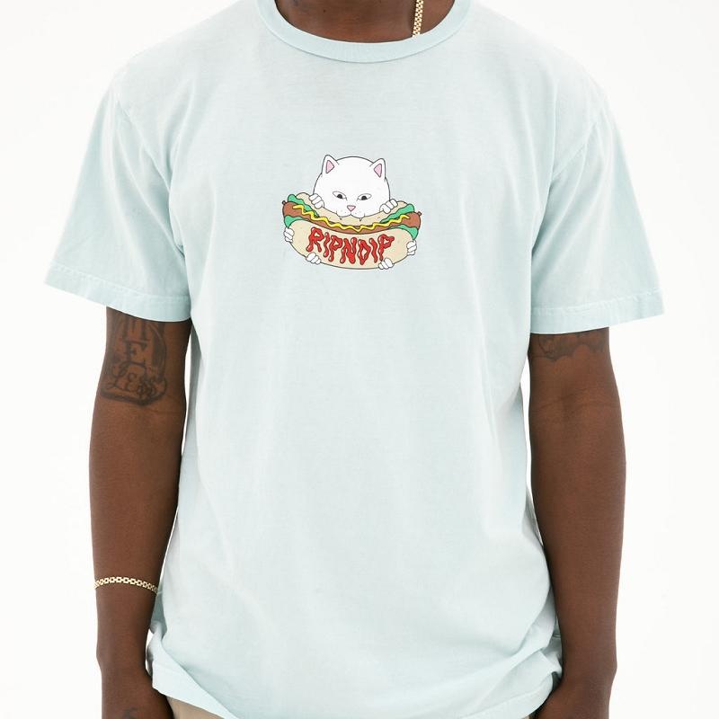 Blue Ripndip Hungry Kitty Shirts | USAVD2660