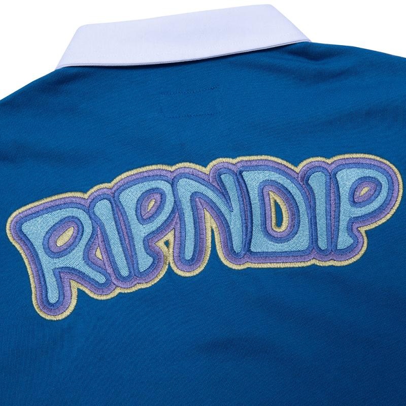 Blue Ripndip Intertwined Long Sleeve Rugby Sweaters | USAMA2852