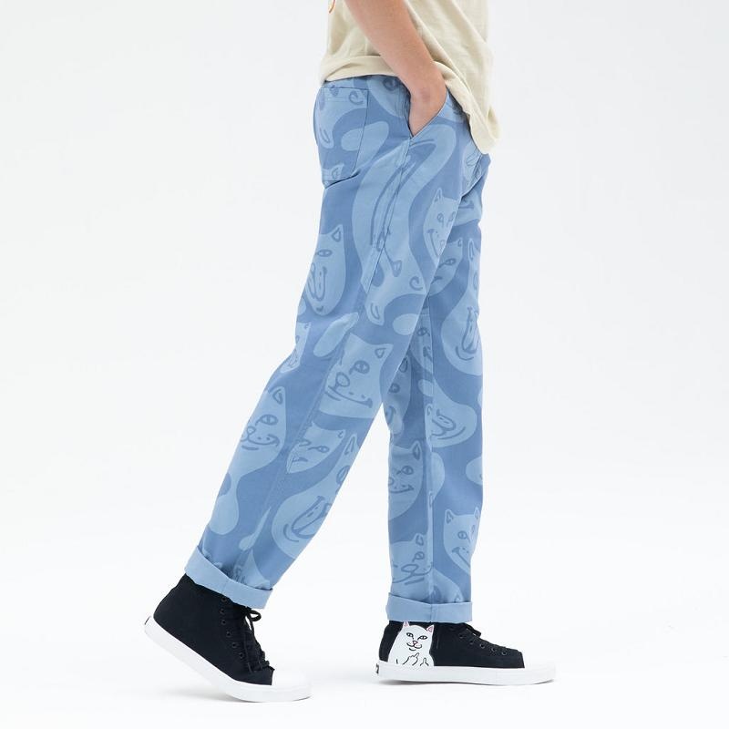 Blue Ripndip Many Faces Cotton Twill Pants | USAZG2592