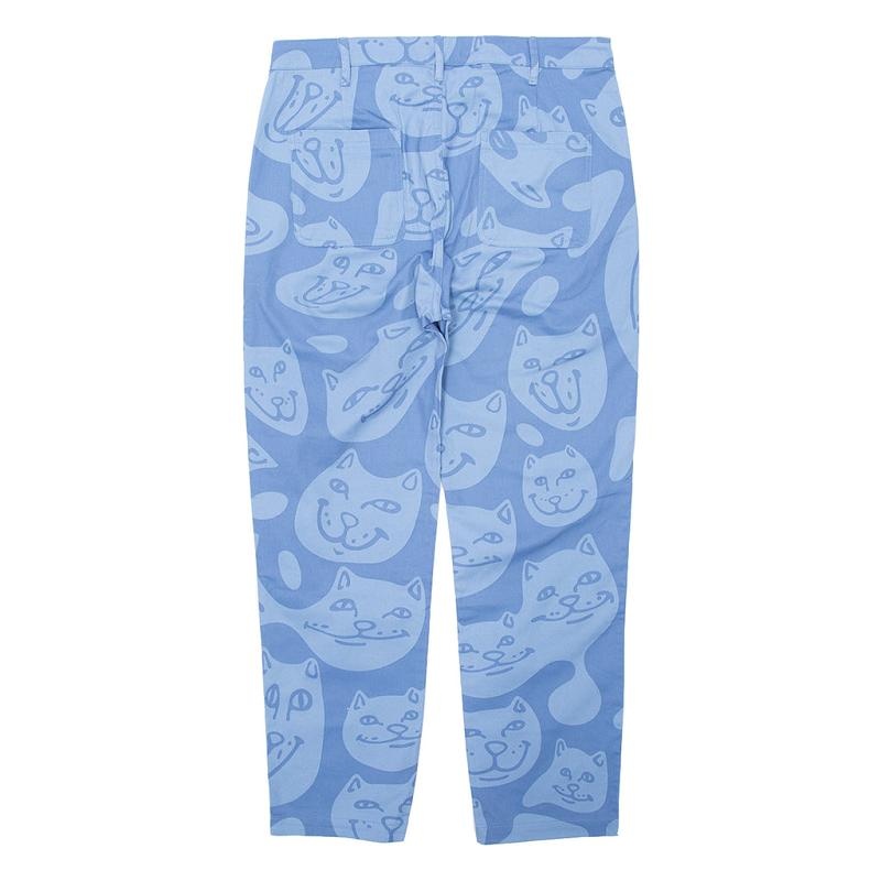 Blue Ripndip Many Faces Cotton Twill Pants | USAZG2592