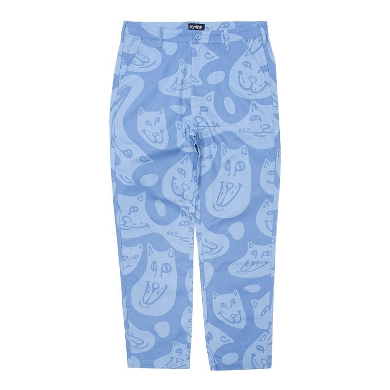 Blue Ripndip Many Faces Cotton Twill Pants | USAZG2592