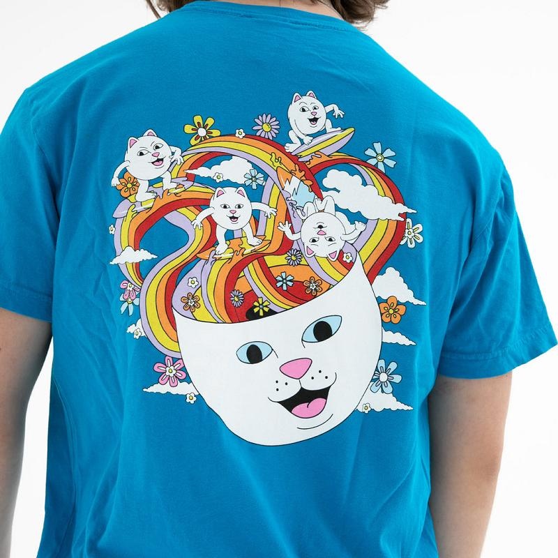 Blue Ripndip Skating Rainbow Shirts | USAMA2728