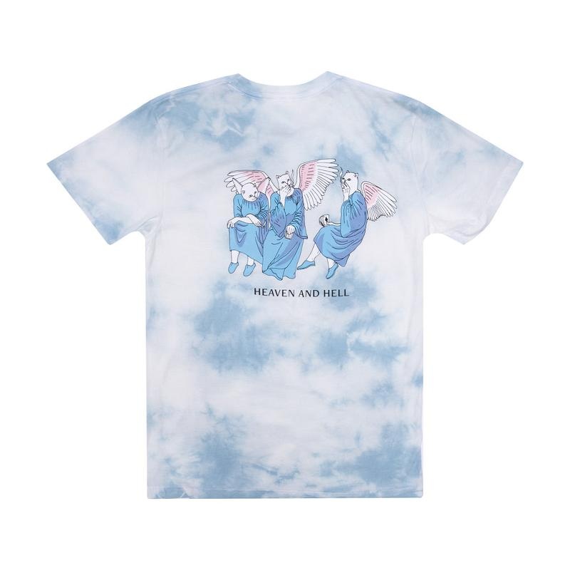 Blue Wash Ripndip Heaven And Hell Shirts | USAUT2676