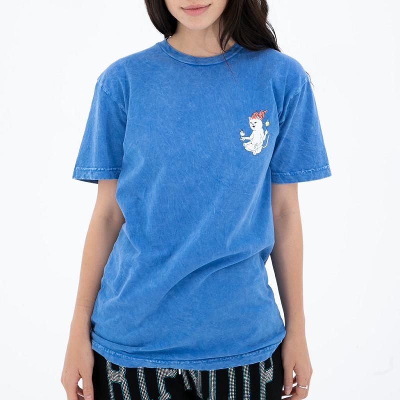 Blue Wash Ripndip Zodiac Shirts | USADN2715