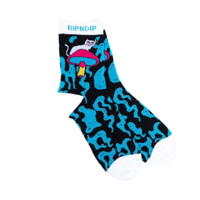 Blue / Black Ripndip Psychedelic Mid Socks | USAZG2332