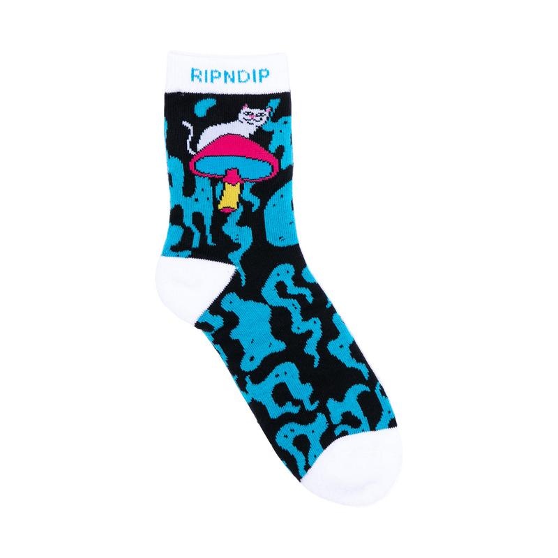 Blue / Black Ripndip Psychedelic Mid Socks | USAZG2332