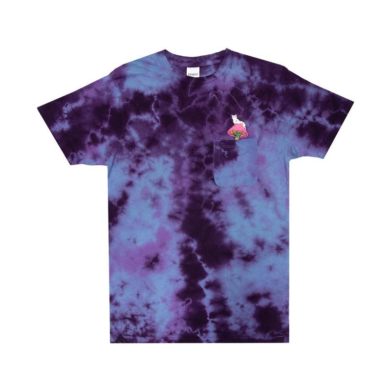 Blue / Purple Ripndip Psychedelic Nermal Pocket Shirts | USAOR2674