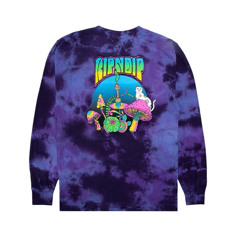 Blue / Purple Wash Ripndip Psychedelic Nerm L/S Long Sleeve | USACE2564